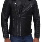 Black Quilted Leather Biker Jacket