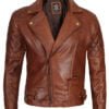 Quilted Asymmetrical Leather Jacket