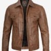 Real Leather Camel Brown Trucker Jacket