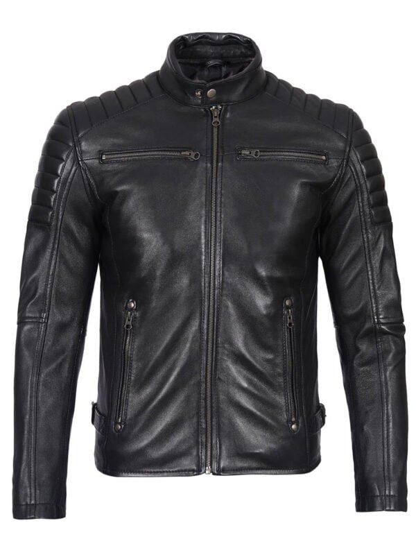 Fitted Black Biker Leather Jacket