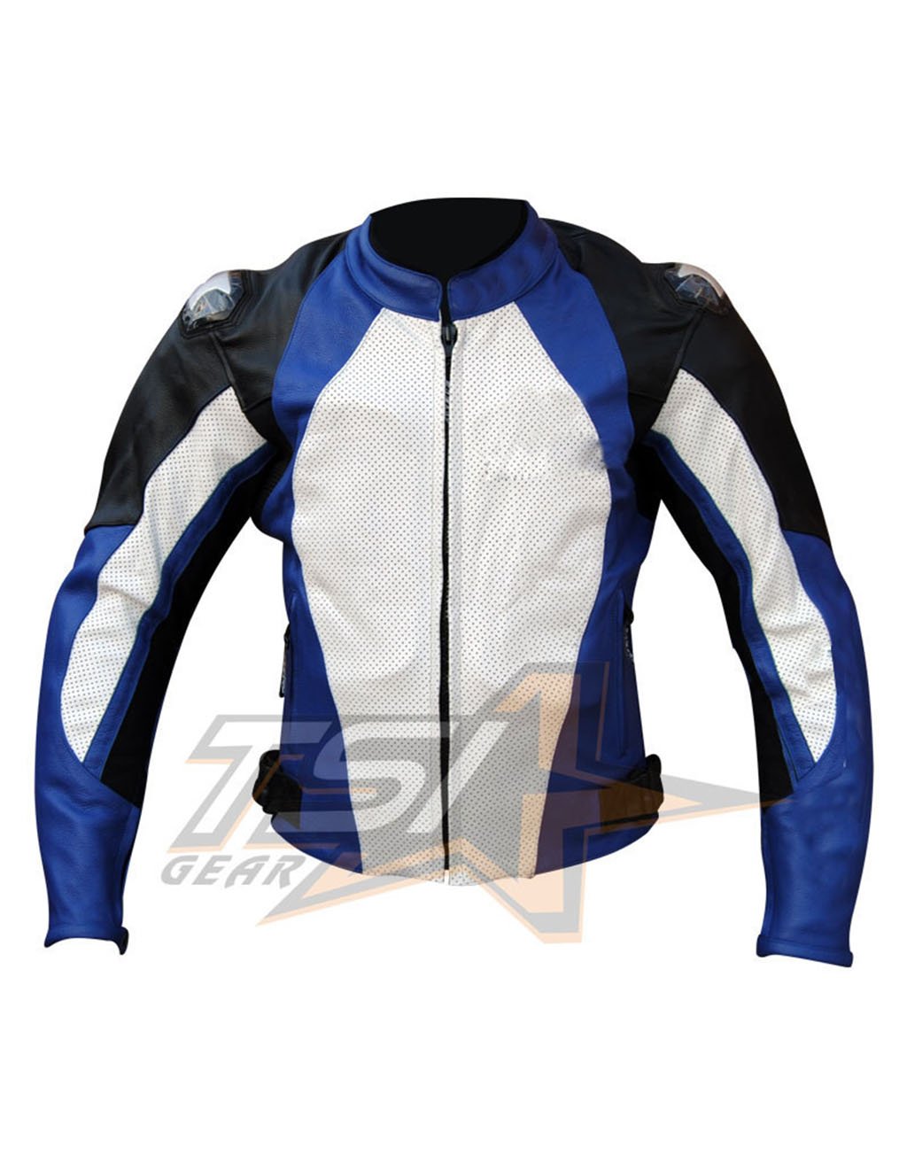 TSI-105-1 Elegant Leather Jacket Blue